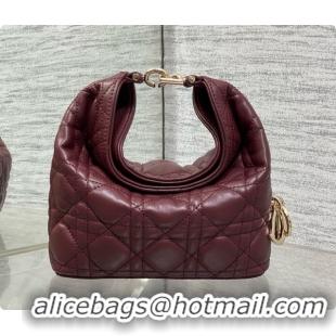 AAAAA Dior Mini Dior Toujours Hobo Bag in Cannage Lambskin D090381 Burgundy 2026