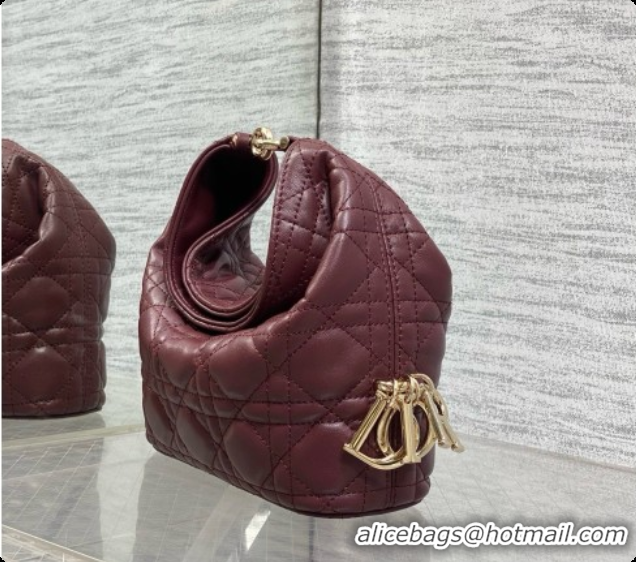 AAAAA Dior Mini Dior Toujours Hobo Bag in Cannage Lambskin D090381 Burgundy 2026