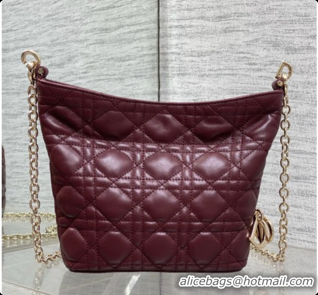 AAAAA Dior Mini Dior Toujours Hobo Bag in Cannage Lambskin D090381 Burgundy 2026