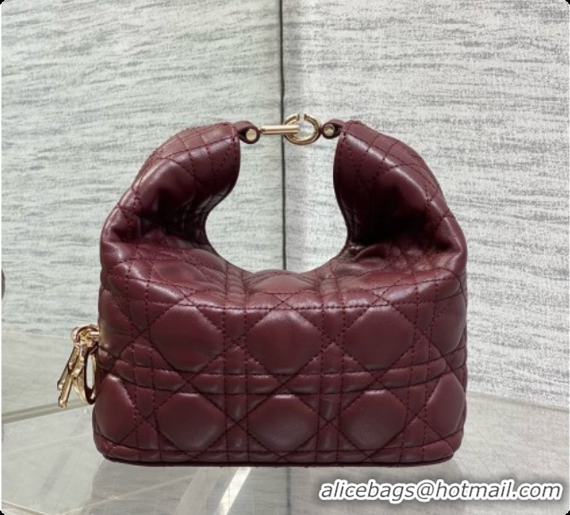 AAAAA Dior Mini Dior Toujours Hobo Bag in Cannage Lambskin D090381 Burgundy 2026