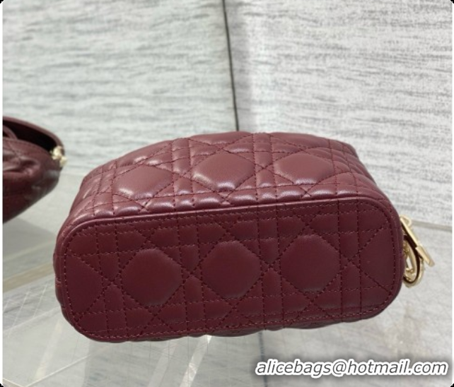 AAAAA Dior Mini Dior Toujours Hobo Bag in Cannage Lambskin D090381 Burgundy 2026