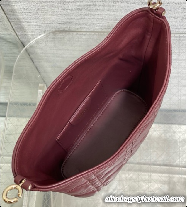 AAAAA Dior Mini Dior Toujours Hobo Bag in Cannage Lambskin D090381 Burgundy 2026