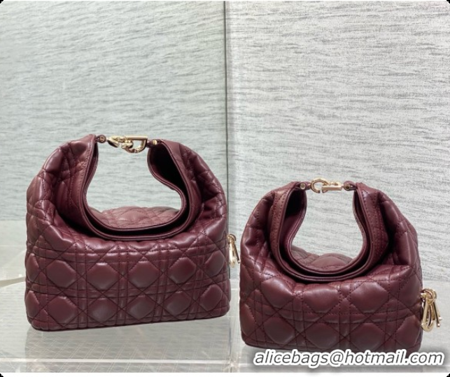 AAAAA Dior Mini Dior Toujours Hobo Bag in Cannage Lambskin D090381 Burgundy 2026