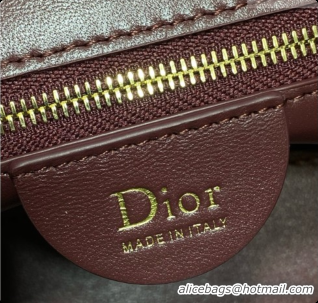 Luxury Dior Small Dior Toujours Hobo Bag in Cannage Lambskin D090382 Burgundy 2026