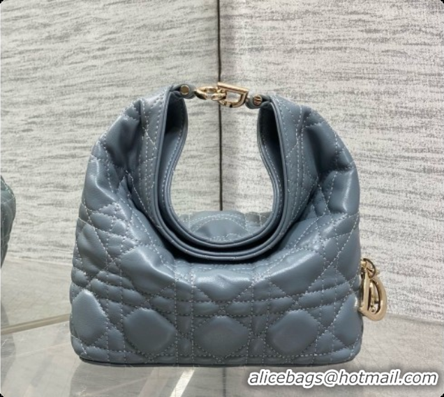 Classic Hot Dior Mini Dior Toujours Hobo Bag in Cannage Lambskin D090383 Haze Blue 2026