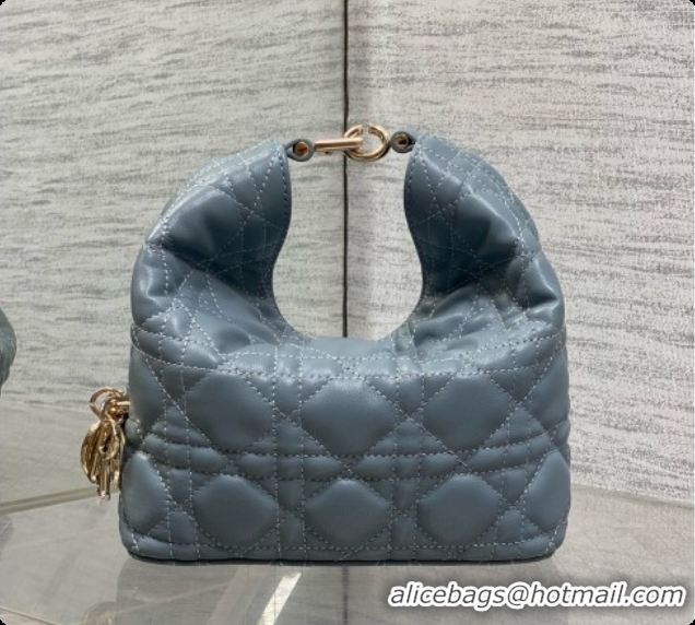 Classic Hot Dior Mini Dior Toujours Hobo Bag in Cannage Lambskin D090383 Haze Blue 2026