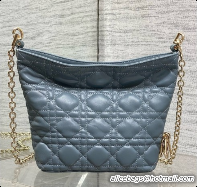 Classic Hot Dior Mini Dior Toujours Hobo Bag in Cannage Lambskin D090383 Haze Blue 2026
