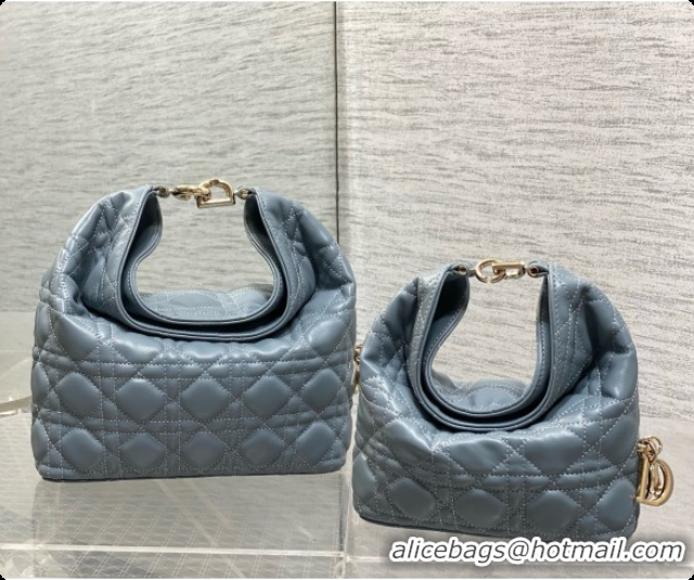 Classic Hot Dior Mini Dior Toujours Hobo Bag in Cannage Lambskin D090383 Haze Blue 2026
