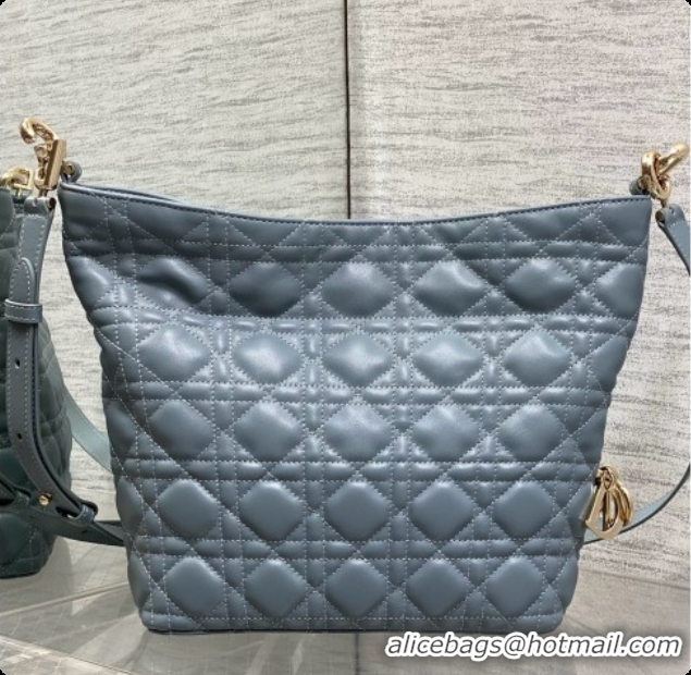 Duplicate Dior Small Dior Toujours Hobo Bag in Cannage Lambskin D090384 Haze Blue 2026