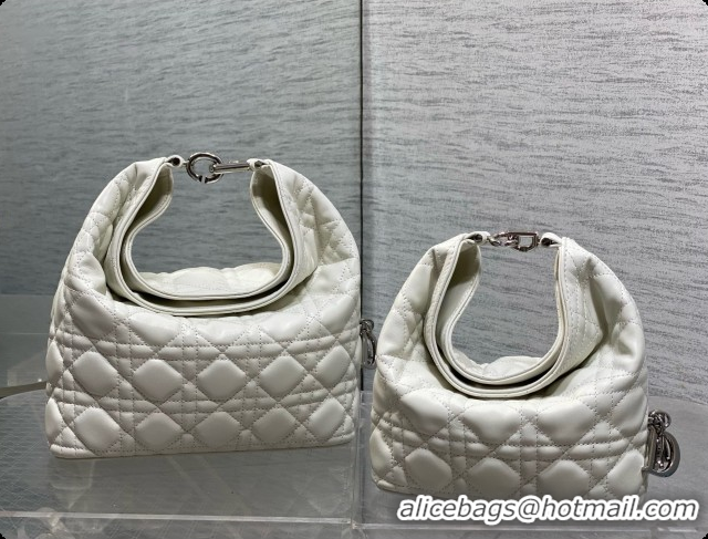 Discount Dior Small Dior Toujours Hobo Bag in Cannage Lambskin D090388 White 2026