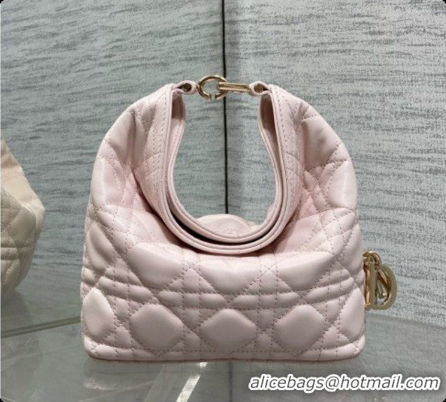 Grade Dior Mini Dior Toujours Hobo Bag in Cannage Lambskin D090389 Sakur Pink 2026