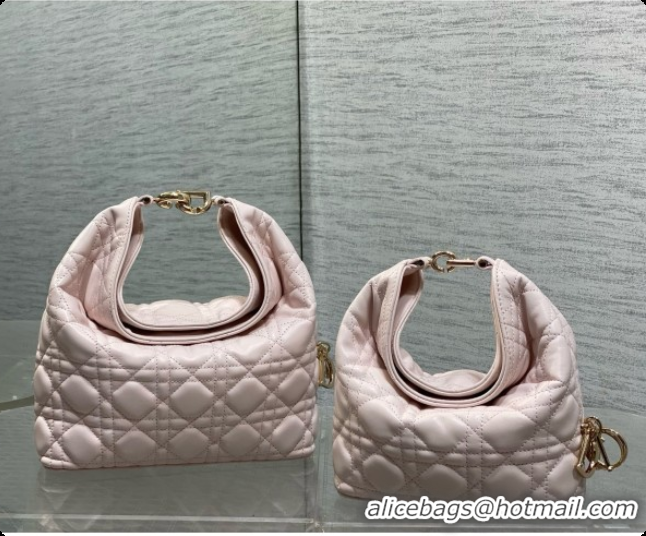 Original Cheap Dior Small Dior Toujours Hobo Bag in Cannage Lambskin D090390 Sakur Pink 2026