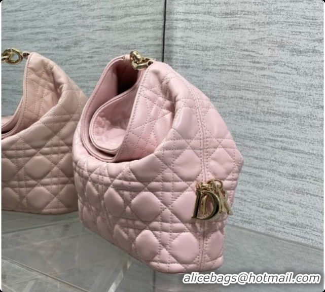 Cheap Dior Small Dior Toujours Hobo Bag in Cannage Lambskin D090392 Soft Pink 2026