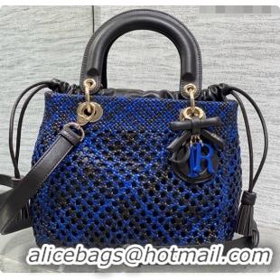New Design Dior Medium Lady Dior Bag in Weave Lambskin D090393 Blue 2026 