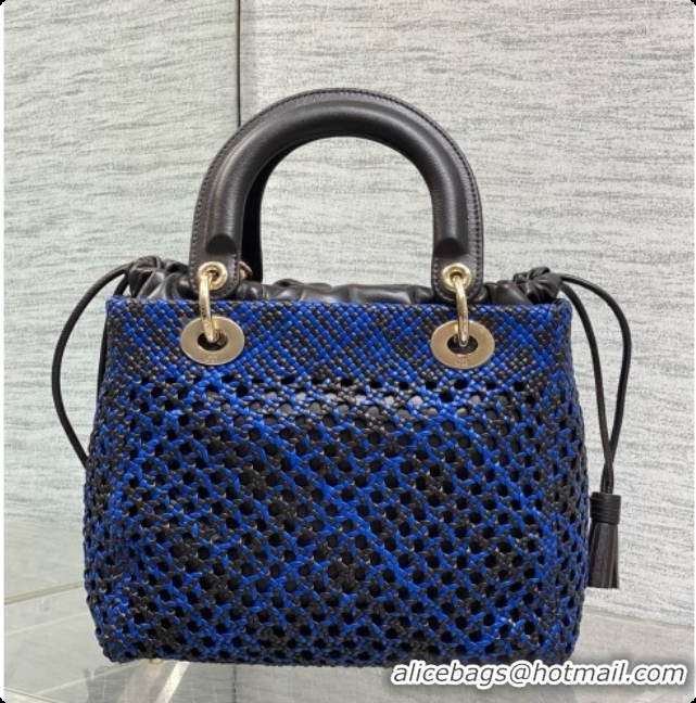 New Design Dior Medium Lady Dior Bag in Weave Lambskin D090393 Blue 2026 