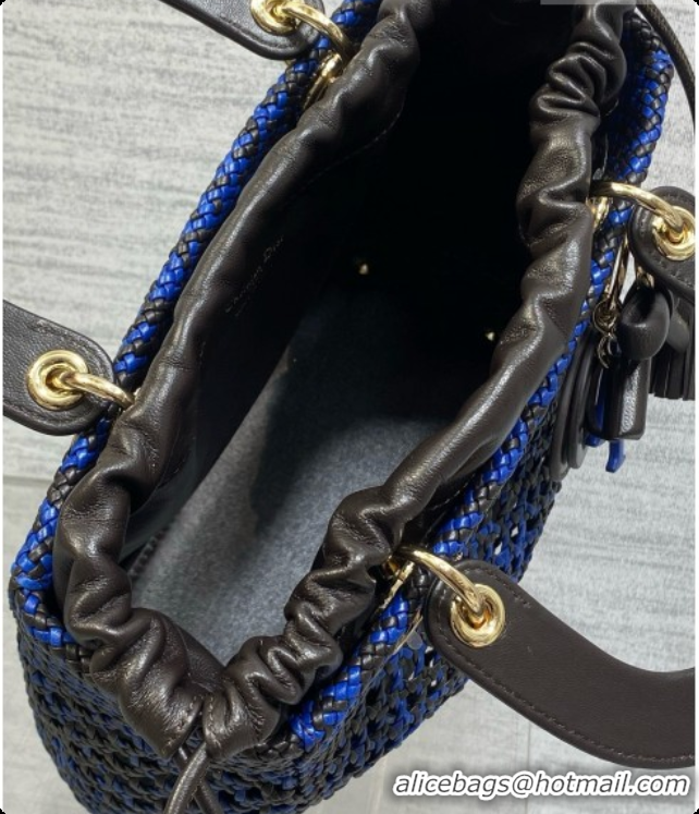 New Design Dior Medium Lady Dior Bag in Weave Lambskin D090393 Blue 2026 