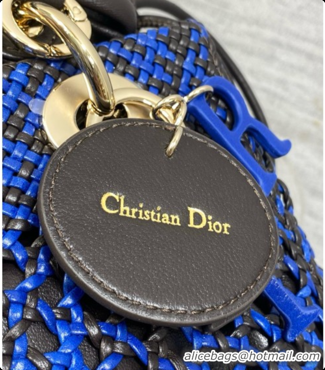 New Design Dior Medium Lady Dior Bag in Weave Lambskin D090393 Blue 2026 