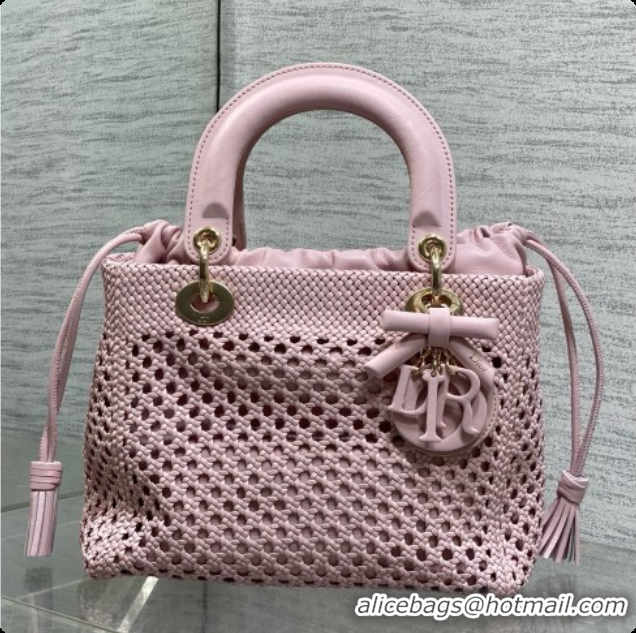 Best Quality Dior Medium Lady Dior Bag in Weave Lambskin D090394 Pink 2026 