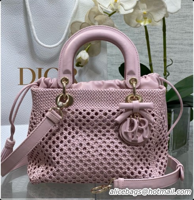 Best Quality Dior Medium Lady Dior Bag in Weave Lambskin D090394 Pink 2026 