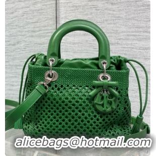New Fashion Dior Medium Lady Dior Bag in Weave Lambskin D090395 Green 2026 