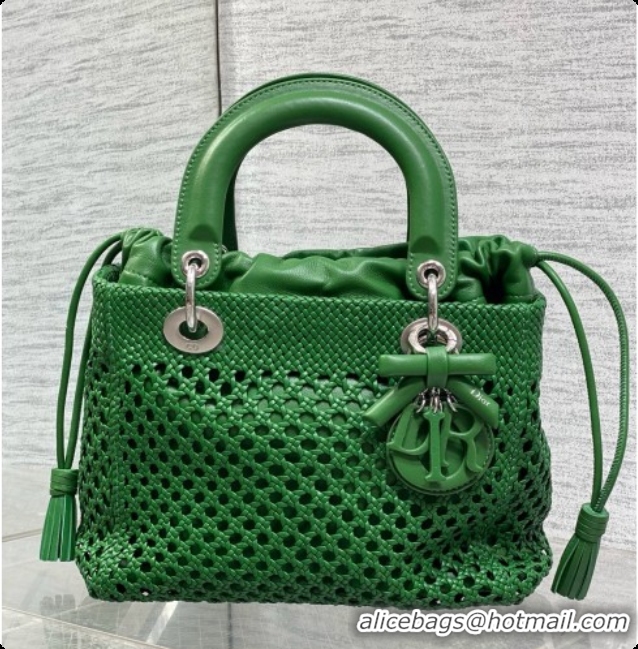 New Fashion Dior Medium Lady Dior Bag in Weave Lambskin D090395 Green 2026 