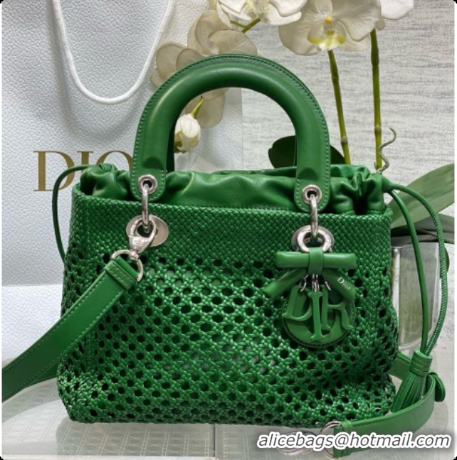 New Fashion Dior Medium Lady Dior Bag in Weave Lambskin D090395 Green 2026 