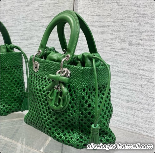 New Fashion Dior Medium Lady Dior Bag in Weave Lambskin D090395 Green 2026 