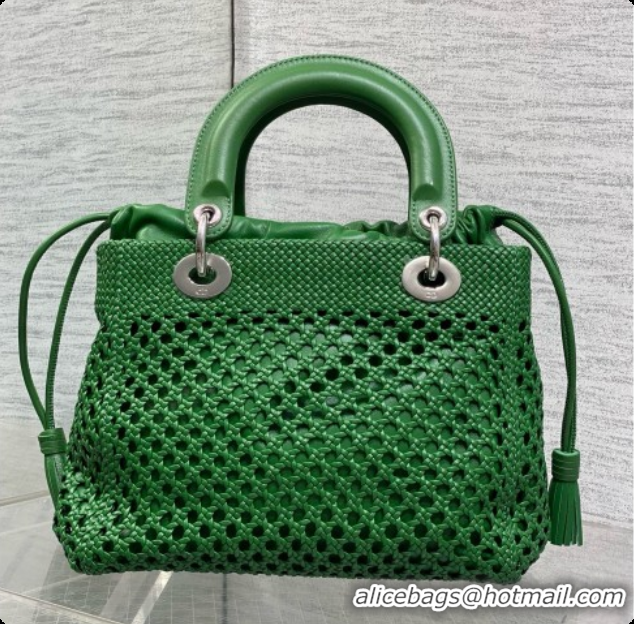 New Fashion Dior Medium Lady Dior Bag in Weave Lambskin D090395 Green 2026 
