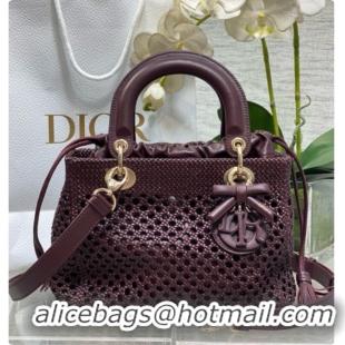 Affordable Price Dior Medium Lady Dior Bag in Weave Lambskin D090397 Burgundy 2026