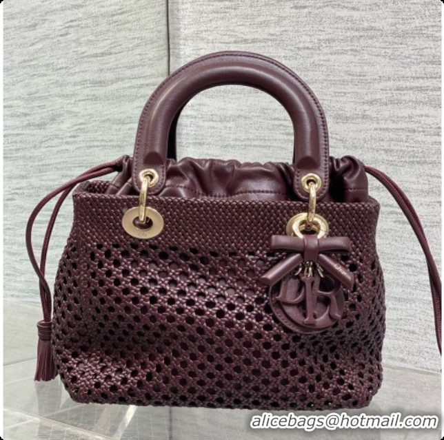 Affordable Price Dior Medium Lady Dior Bag in Weave Lambskin D090397 Burgundy 2026