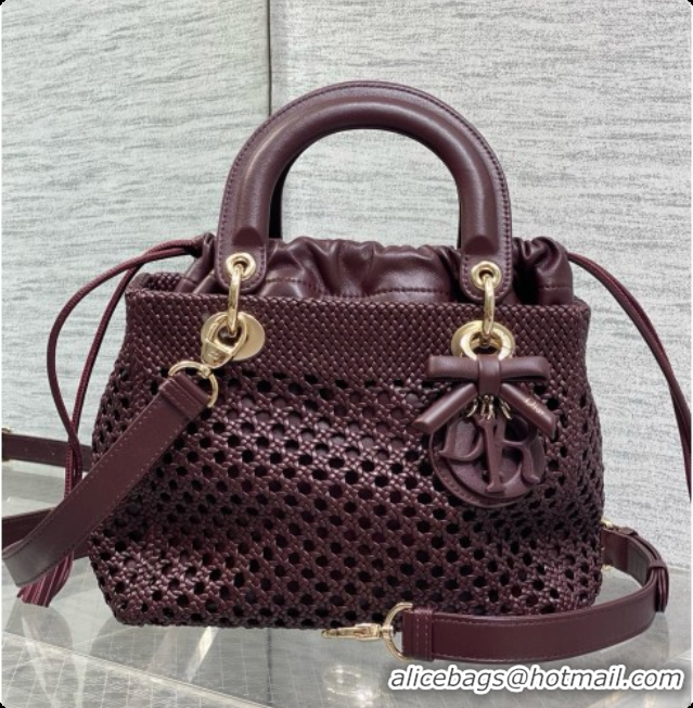 Affordable Price Dior Medium Lady Dior Bag in Weave Lambskin D090397 Burgundy 2026