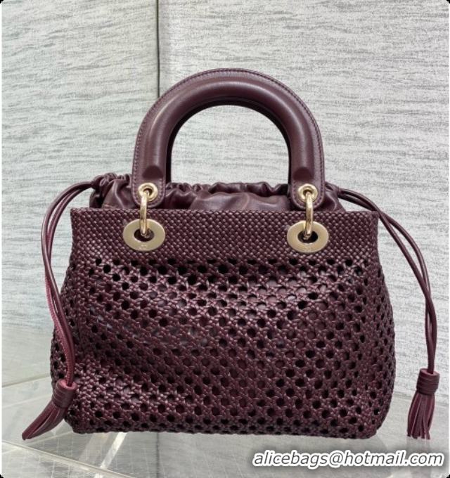 Affordable Price Dior Medium Lady Dior Bag in Weave Lambskin D090397 Burgundy 2026