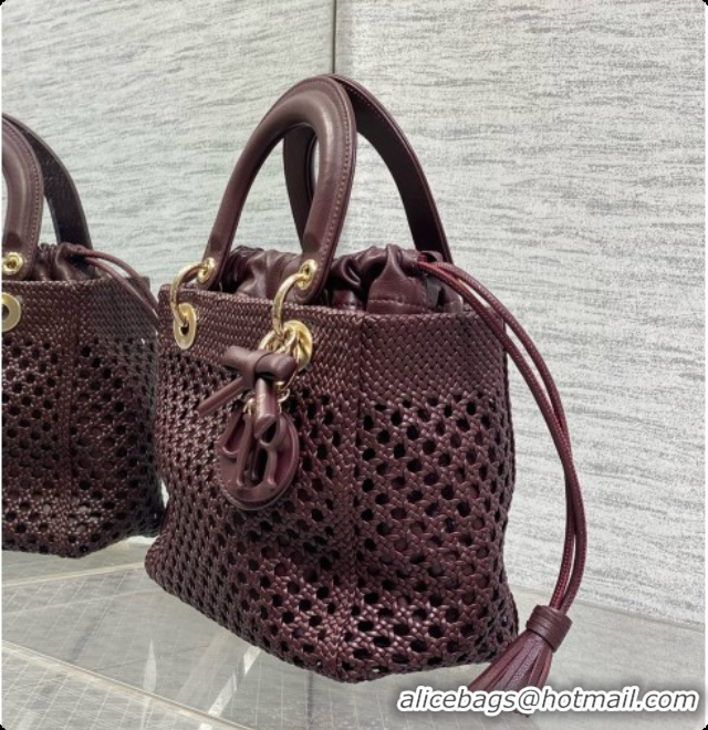 Affordable Price Dior Medium Lady Dior Bag in Weave Lambskin D090397 Burgundy 2026