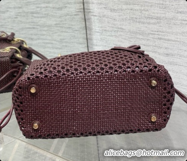 Affordable Price Dior Medium Lady Dior Bag in Weave Lambskin D090397 Burgundy 2026