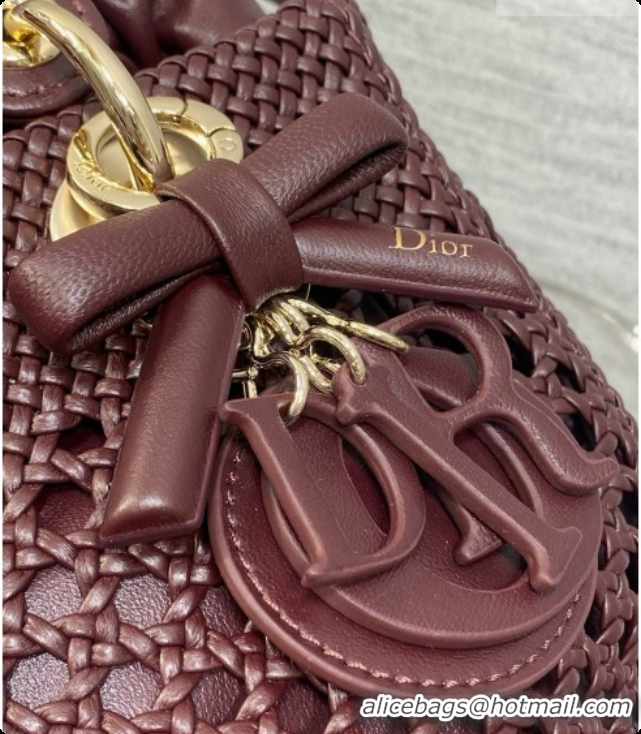 Affordable Price Dior Medium Lady Dior Bag in Weave Lambskin D090397 Burgundy 2026