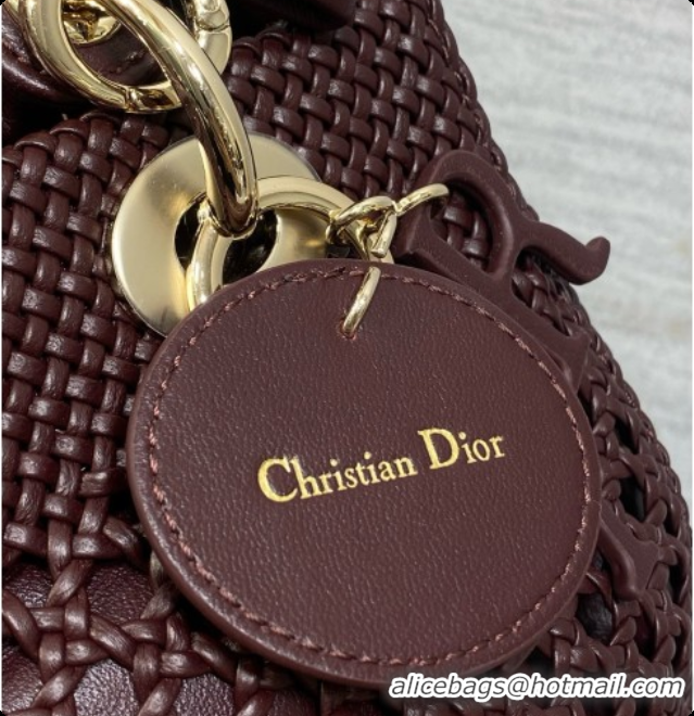 Affordable Price Dior Medium Lady Dior Bag in Weave Lambskin D090397 Burgundy 2026