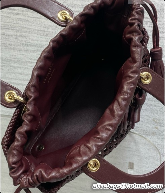 Affordable Price Dior Medium Lady Dior Bag in Weave Lambskin D090397 Burgundy 2026