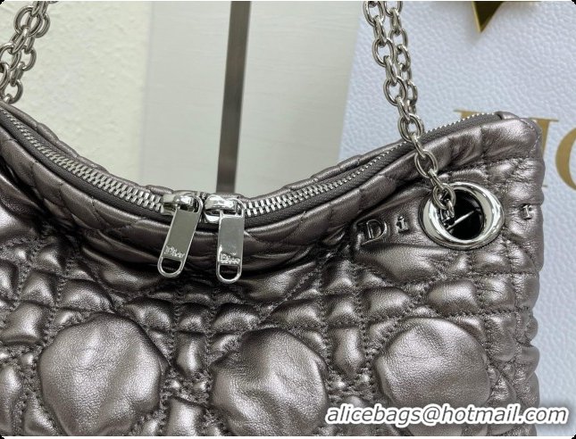 Cheap Design Dior Small Dior Milly-La-Forêt Bag in Black Puffy Macrocannage Calfskin D090403 Grey 2026