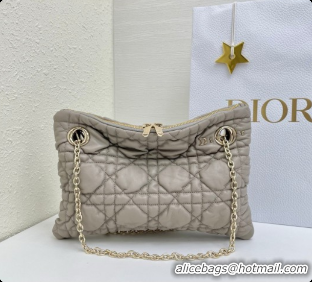 Stylish Dior Small Dior Milly-La-Forêt Bag in Black Puffy Macrocannage Calfskin D090404 Light Grey 2026