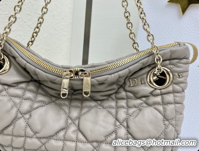 Stylish Dior Small Dior Milly-La-Forêt Bag in Black Puffy Macrocannage Calfskin D090404 Light Grey 2026