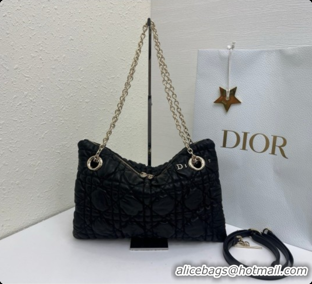 Good Quality Dior Small Dior Milly-La-Forêt Bag in Black Puffy Macrocannage Calfskin D090405 Black 2026