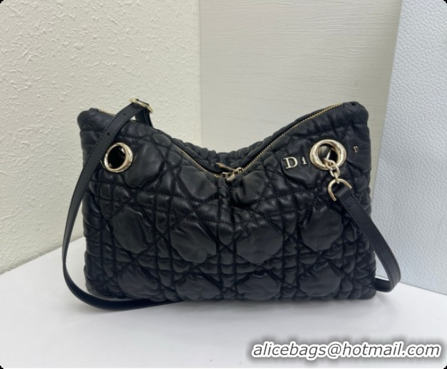 Good Quality Dior Small Dior Milly-La-Forêt Bag in Black Puffy Macrocannage Calfskin D090405 Black 2026