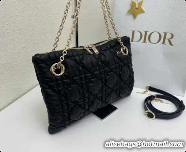 Good Quality Dior Small Dior Milly-La-Forêt Bag in Black Puffy Macrocannage Calfskin D090405 Black 2026