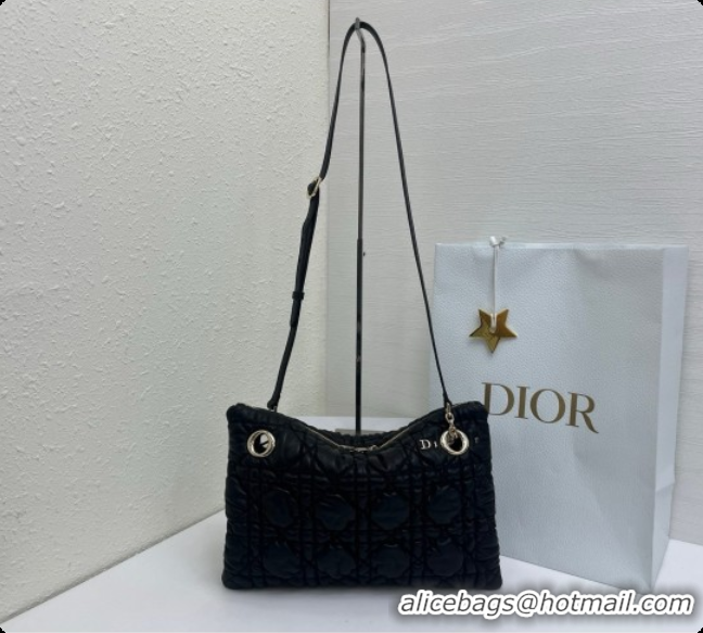 Good Quality Dior Small Dior Milly-La-Forêt Bag in Black Puffy Macrocannage Calfskin D090405 Black 2026