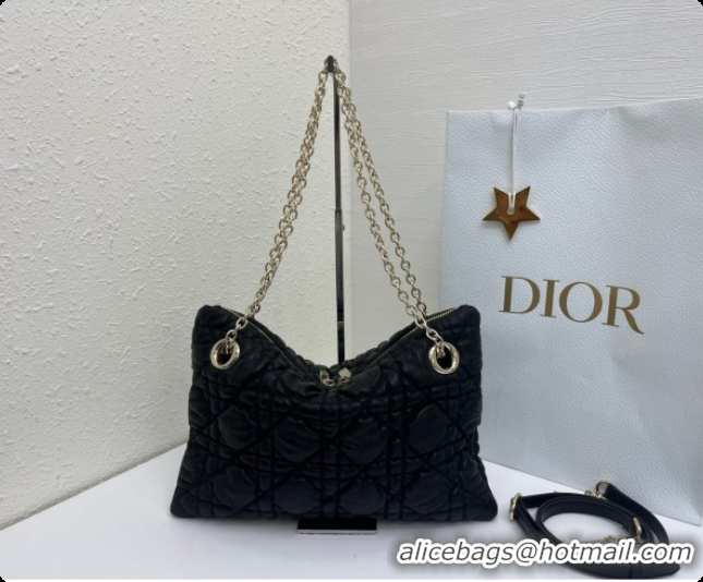 Good Quality Dior Small Dior Milly-La-Forêt Bag in Black Puffy Macrocannage Calfskin D090405 Black 2026