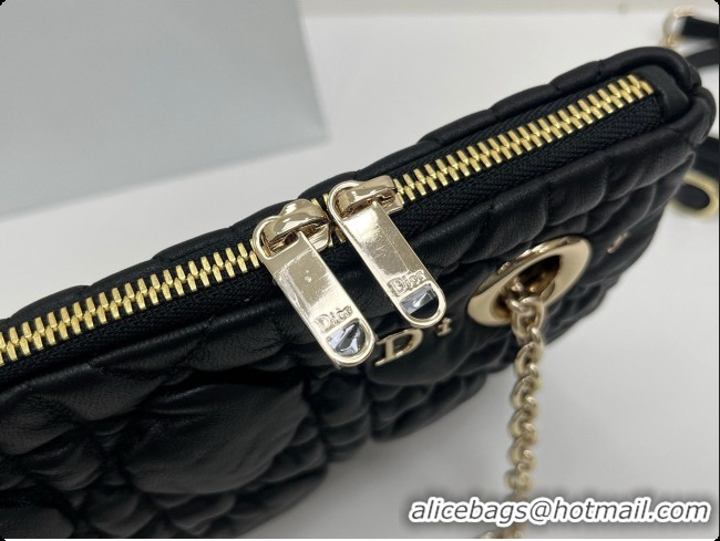 Good Quality Dior Small Dior Milly-La-Forêt Bag in Black Puffy Macrocannage Calfskin D090405 Black 2026