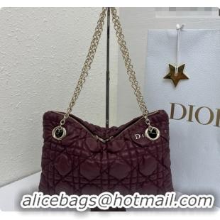 Grade Quality Dior Small Dior Milly-La-Forêt Bag in Black Puffy Macrocannage Calfskin D090406 Burgundy 2026