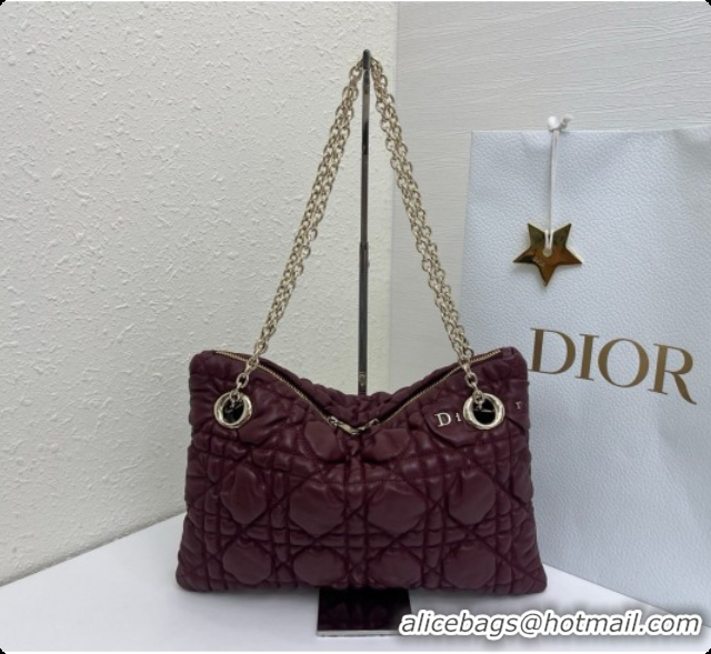 Grade Quality Dior Small Dior Milly-La-Forêt Bag in Black Puffy Macrocannage Calfskin D090406 Burgundy 2026