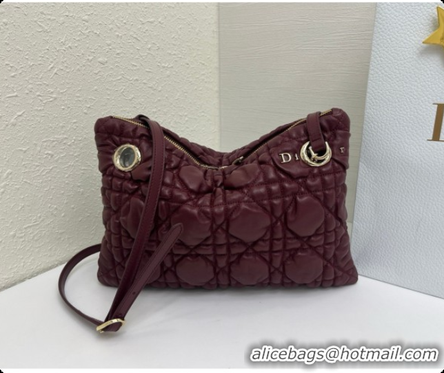 Grade Quality Dior Small Dior Milly-La-Forêt Bag in Black Puffy Macrocannage Calfskin D090406 Burgundy 2026