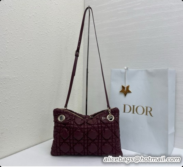 Grade Quality Dior Small Dior Milly-La-Forêt Bag in Black Puffy Macrocannage Calfskin D090406 Burgundy 2026